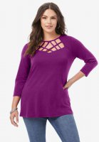 Lattice V-Neck Runway Tee - Roaman's