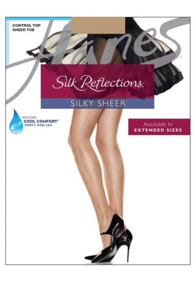 Silk Reflections Silky Sheer Control Top Sheer Toe 6-Pack - Hanes - Click Image to Close