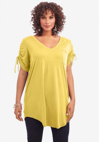 Ruched-Sleeve Ultra Femme Tunic - Roaman's