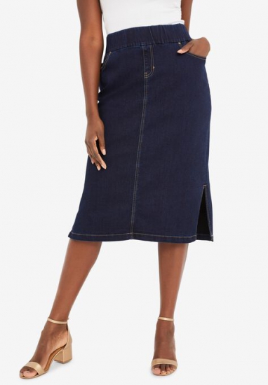 Comfort Waist Midi Skirt - Jessica London - Click Image to Close