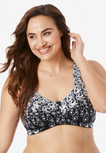 Embroidered Wireless Back-Close Bra - Amoureuse