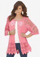 Scallop-Trim Crochet Cardigan - Roaman's