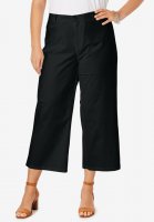 Wide-Leg Stretch Poplin Crop Pant - Jessica London