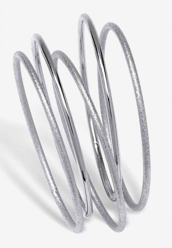 Silvertone 5 Piece Bangle Bracelet Set, 9\ - PalmBeach Jewelry