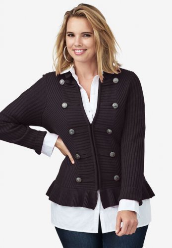 Military Cardigan - Roaman's