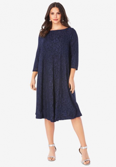 Lace Swing Dress - Roaman's - Click Image to Close