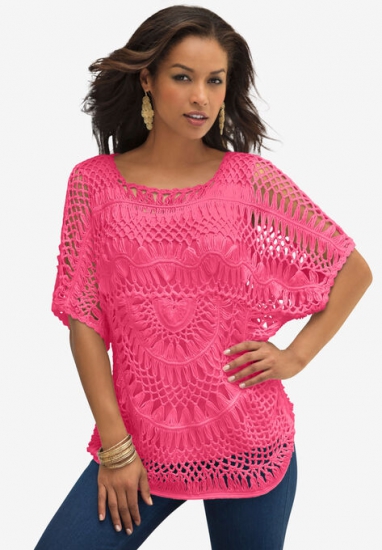 Cropped Crochet Sweater - Roaman's - Click Image to Close