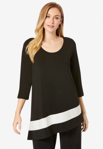 Asymmetrical-Hem Colorblock Tunic - Jessica London