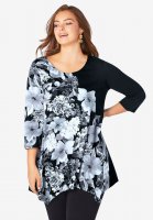 Printed Handkerchief-Hem Tunic - Roaman's