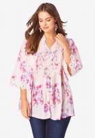 Juliet Lace Big Shirt - Roaman's