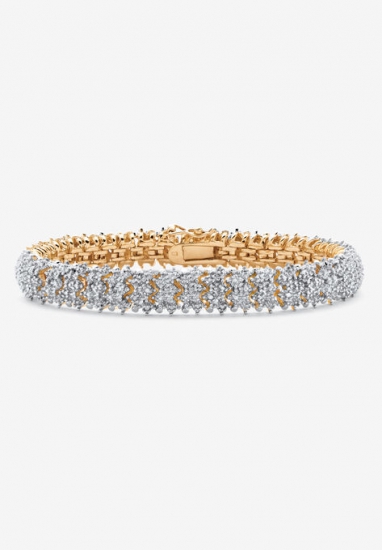 Gold-Plated Diamond Snake Bracelet - PalmBeach Jewelry - Click Image to Close