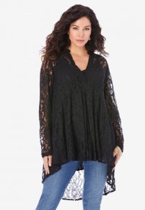 Fit-and-Flare Lace Tunic - Roaman's