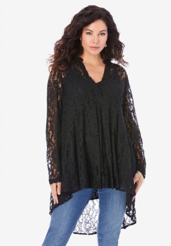 Fit-and-Flare Lace Tunic - Roaman's