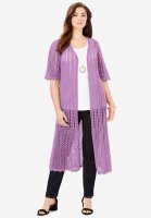 Scalloped Crochet Sweater Duster - Jessica London