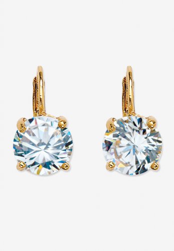 Cubic Zirconia Drop Earrings in Yellow Goldplate (13x8mm) - PalmBeach Jewelry