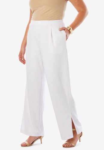 Knit Crepe Side-Slit Pant - Jessica London