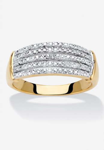 Yellow Gold-Plated Anniversary Ring with Genuine Diamond Accents - PalmBeach Jewelry