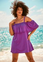 Laser-Cut Off-The-Shoulder Swim Dress - Swim 365