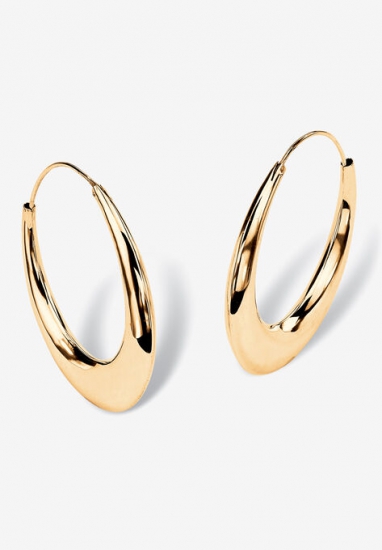 Yellow Gold over Sterling Silver Puffed Hoop Earrings (47mm) - PalmBeach Jewelry - Click Image to Close