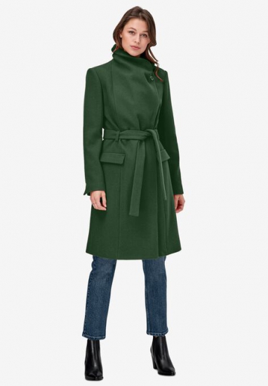 Wrap-Collar Wool-Blend Coat - ellos - Click Image to Close