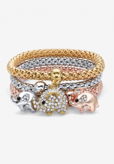 Gold Tone Crystal Elephant 8.5\ - PalmBeach Jewelry - Click Image to Close