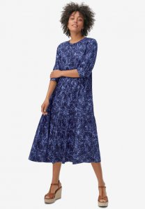 Tiered Cotton Midi Dress - ellos