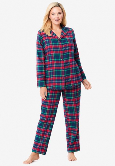 Classic Flannel Pajama Set - Dreams & Co. - Click Image to Close