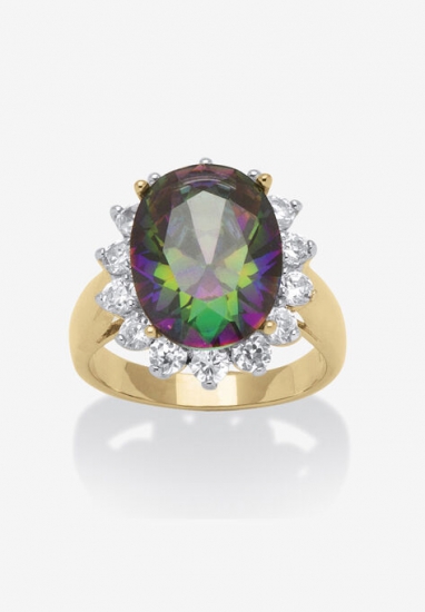 Gold-Plated Cubic Zirconia Cocktail Ring - PalmBeach Jewelry - Click Image to Close
