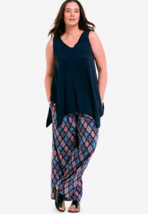 Pleated Wide Leg Knit Pants - ellos