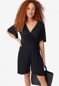 Flutter Sleeve Surplice Romper - ellos