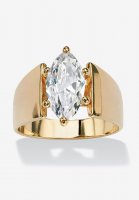 Yellow Gold Plated Cubic Zirconia Solitaire Engagement Ring - PalmBeach Jewelry