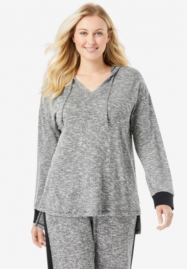 Hooded Marled Jersey Top - Dreams & Co. - Click Image to Close