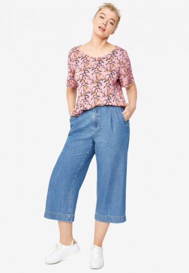 Wide-Leg Crop Jeans - ellos - Click Image to Close