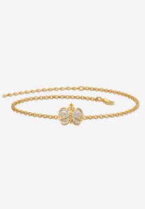 Gold-Plated Filigree Butterfly Two-Tone 9' Ankle Bracelet 9\ - PalmBeach Jewelry