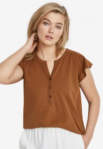 Cap Sleeve Henley Tee - ellos