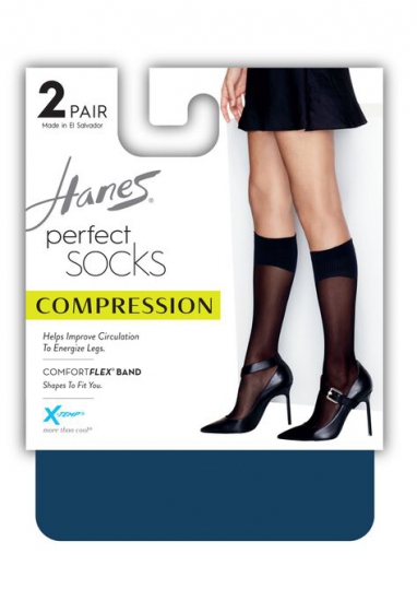 Perfect Geo Compression Socks 2-Pack - Hanes - Click Image to Close