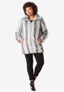 Short Faux-Fur Coat - Roaman's