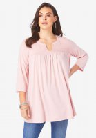 Shirred Notch-Neck Ultra Femme Tunic - Roaman's