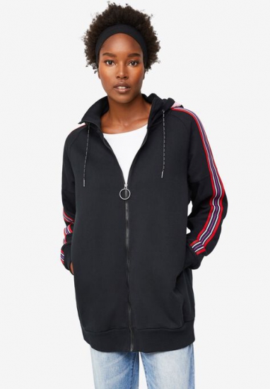 Side-Stripe Zip-Front Hoodie - ellos - Click Image to Close