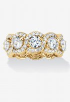 Yellow Gold over Sterling Silver Eternity Bridal Ring Cubic Zirconia - PalmBeach Jewelry