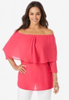 Off-The-Shoulder Georgette Tunic - Jessica London