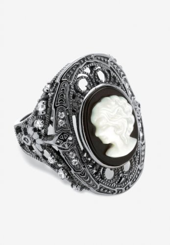 Sterling Silver Onyx & Cubic Zirconia Ring - PalmBeach Jewelry