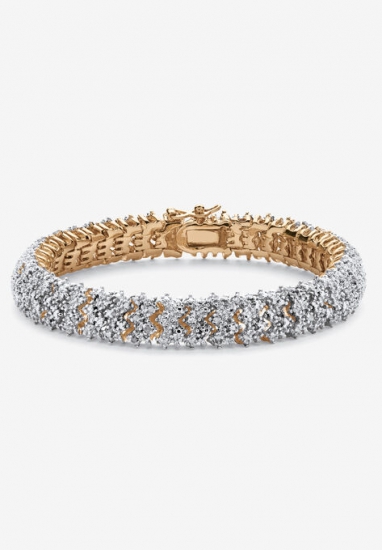 Yellow Gold Plated Round Genuine Diamond Tennis Bracelet (7/8 cttw) (IJ Color, I2-I3 Clarity) - PalmBeach Jewelry - Click Image to Close