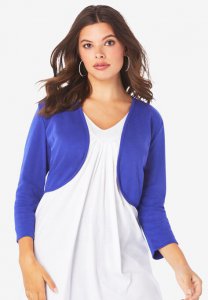 Bolero Cardigan with Three-Quarter Sleeves - Roaman's