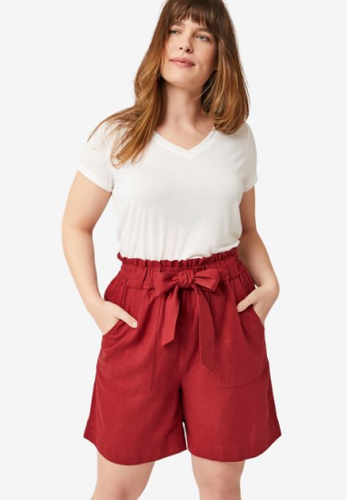 Belted Linen Shorts - ellos - Click Image to Close