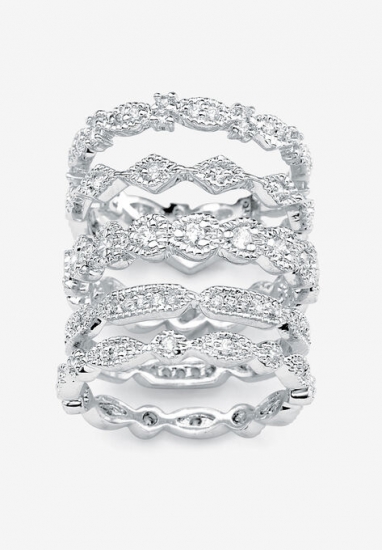 5-Piece Cubic Zirconia Ring Set - PalmBeach Jewelry - Click Image to Close