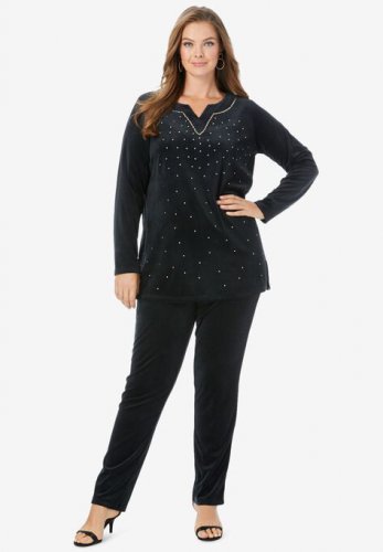 Velour Tunic & Pant Set - Roaman's