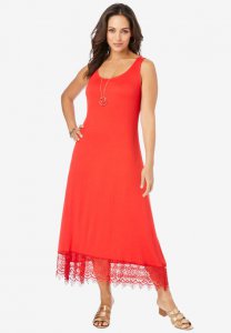 Crochet High-Low Jersey Dress - Jessica London