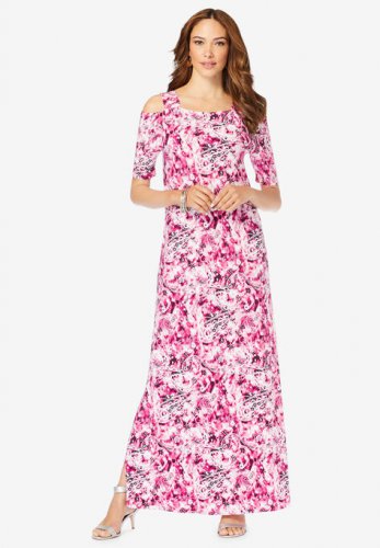 Ultrasmooth Cold-Shoulder Maxi Dress - Roaman's