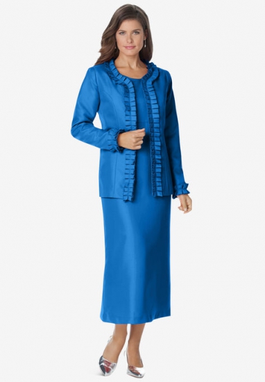 Pleated Jacket Dress - Roaman's - Click Image to Close